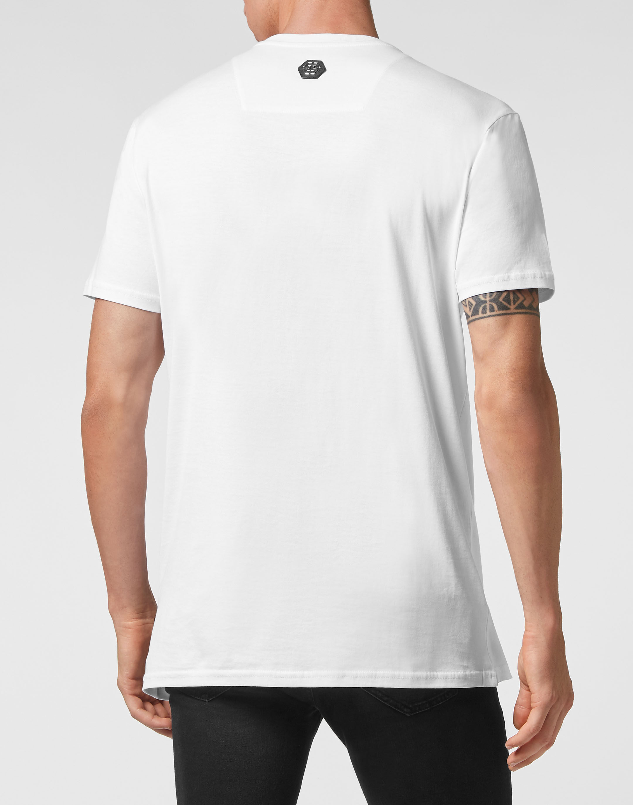 T-shirt Round Neck SS Skull and Plein with Crystals