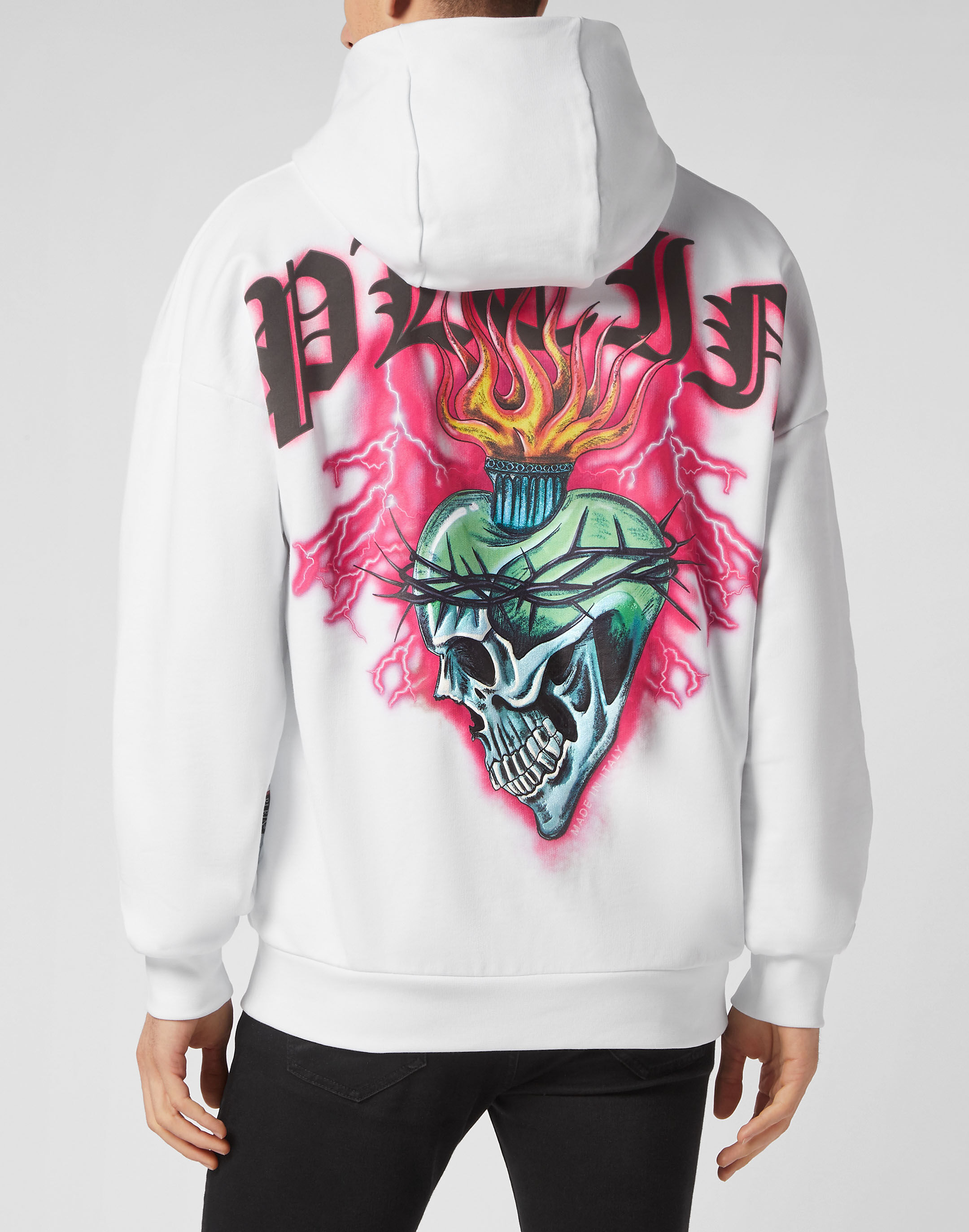 パーカー・フーディ Philipp Plein Hooded Sweatshirt With Splatter Paint Design Philipp Plein Hooded Sweatshirt With Splatter Paint Design