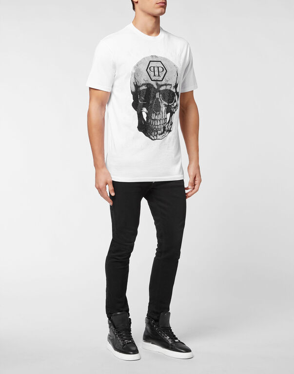 T-shirt Round Neck SS Skull and Plein with Crystals