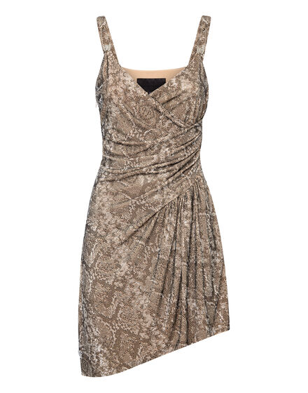 Mini Dress Python Print with Crystals