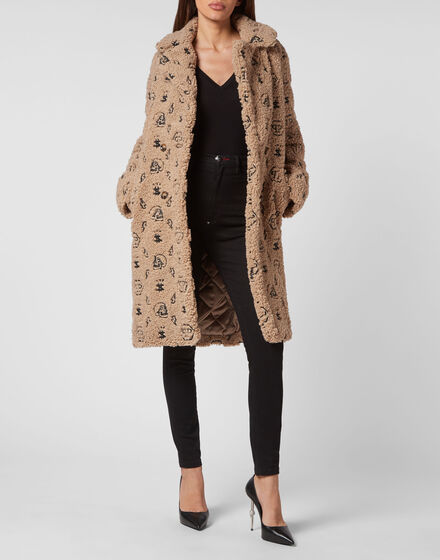 Eco Fur Coat Embroidery Monogram Eco Fur Coat Embroidery Monogram