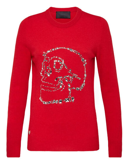 Pullover Round Neck LS Look At Me  Skull crystal