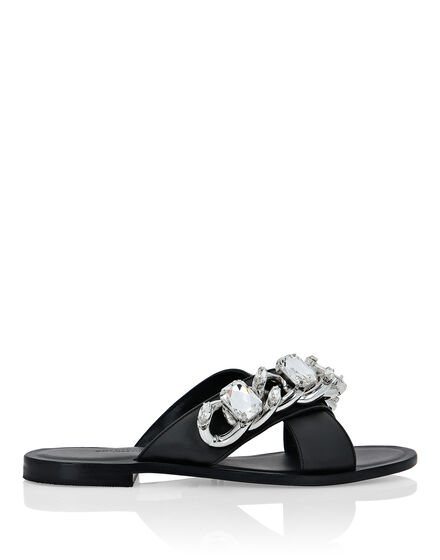 Leather Sandals Flat Chains