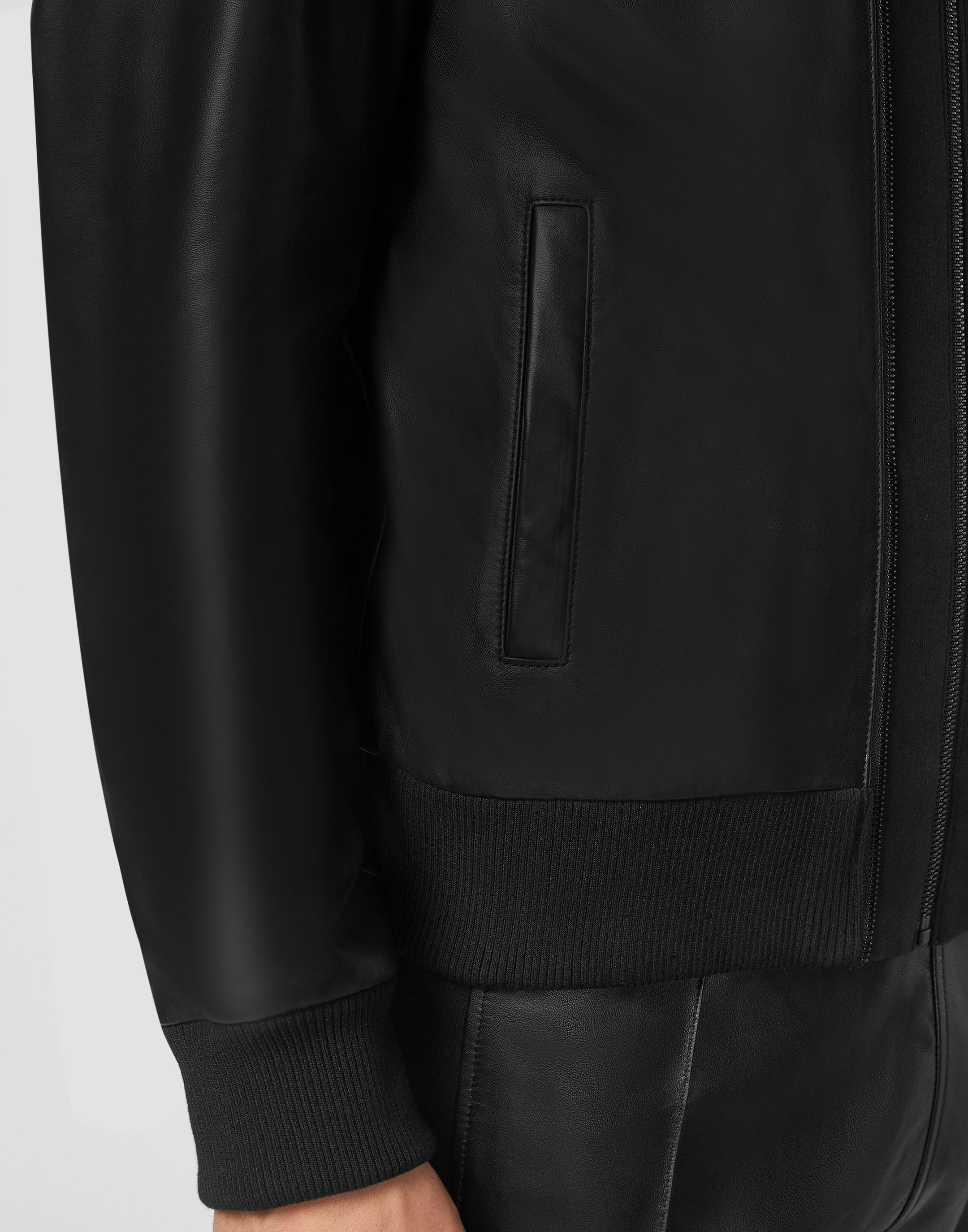 Leather slim jacket top