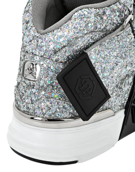 Patent Leather Mid-Top Sneakers with Glitter Gothic Plein