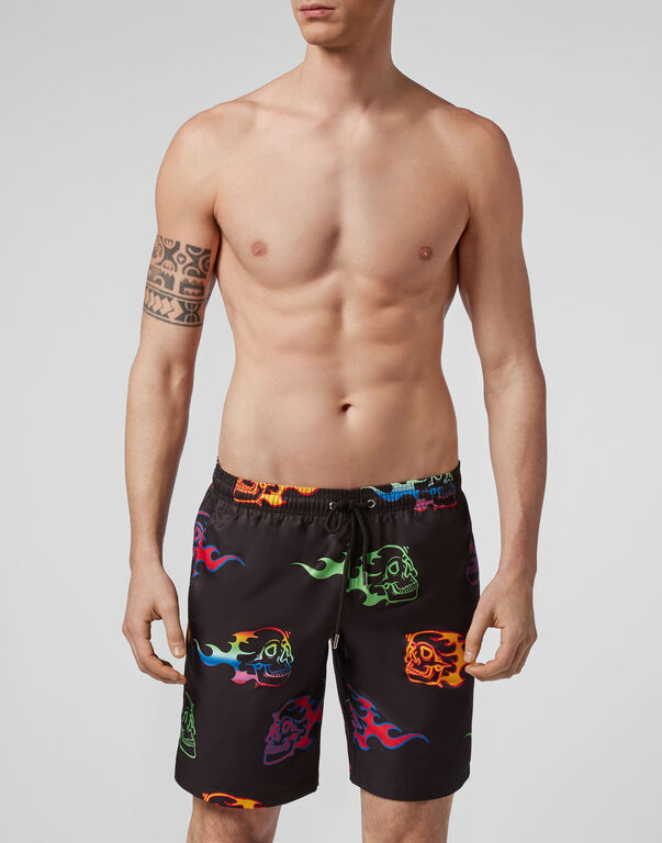 Beachwear Short Trousers Skull on fire