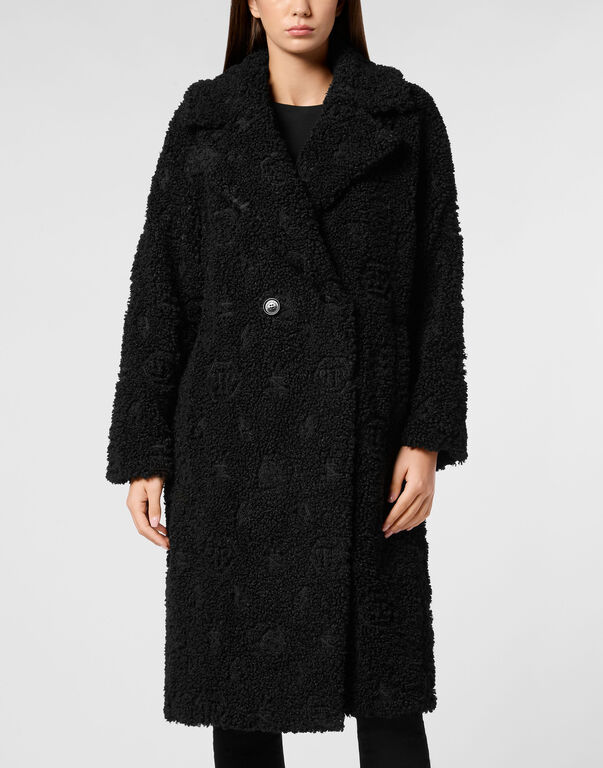 Eco Fur Coat Embroidery Monogram
