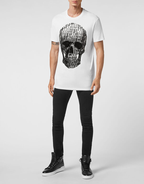 T-shirt Round Neck SS Skull and Plein with Crystals