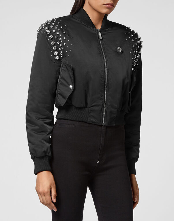 Bomber Jacket Crystal Iconic Plein with Crystals