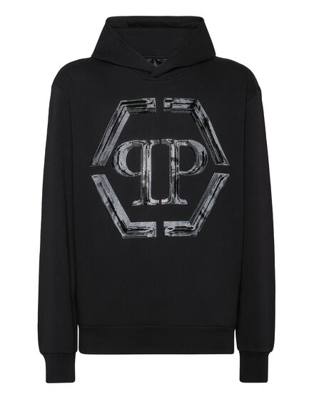 Hoodie Sweatshirt LS Strass Hexagon