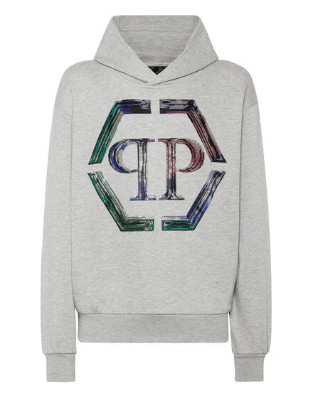 Hoodie Sweatshirt LS Strass Hexagon