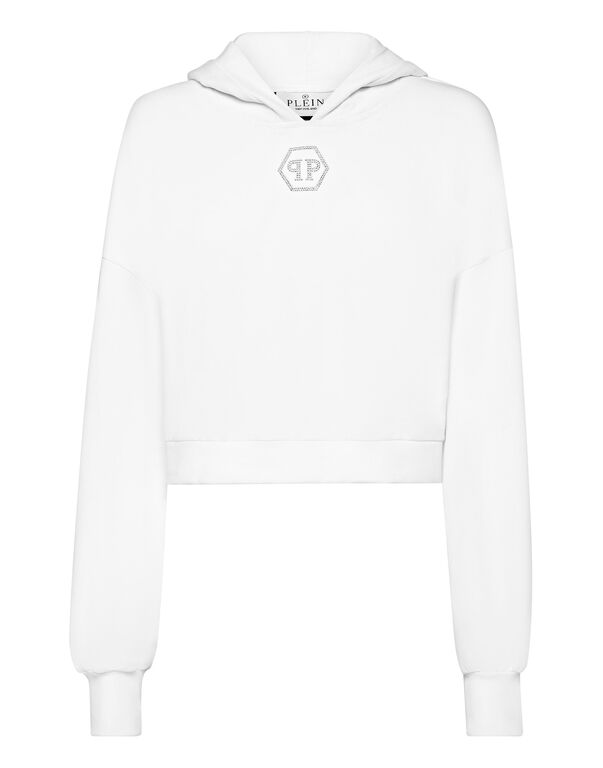 Cropped Hoodie Sweatshirt Crystal Hexagon