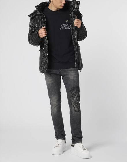 Shiny Nylon Puffer Jacket Camouflage