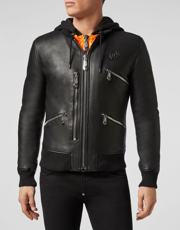 Leather Bomber Space Plein