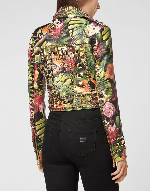 Leather Biker Cropped Flowers