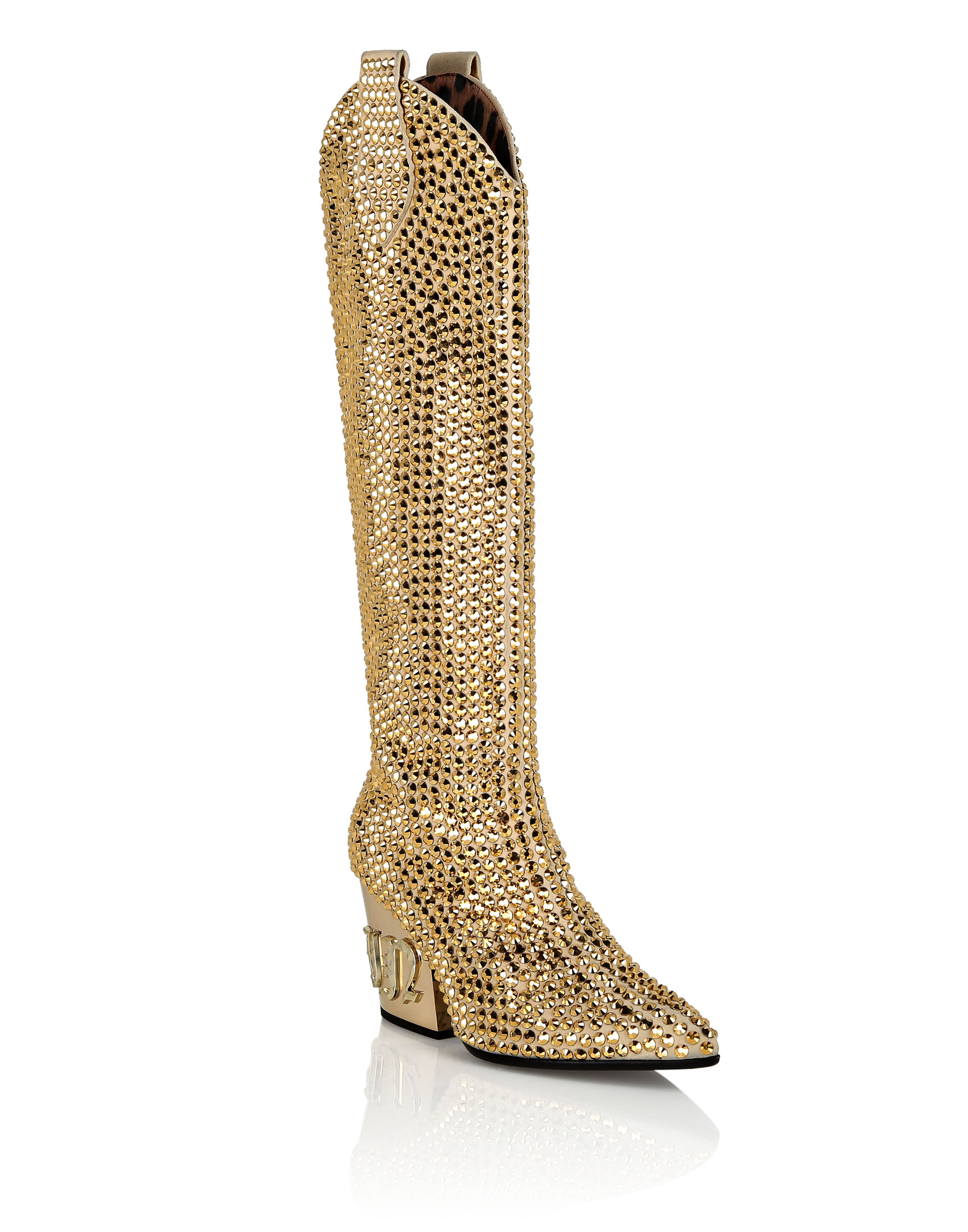 CowBoy Mid Heel Boots Gothic Plein with Crystals Philipp Plein Outlet