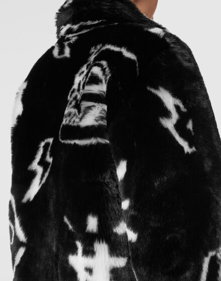 Eco fur Long Coat Monogram