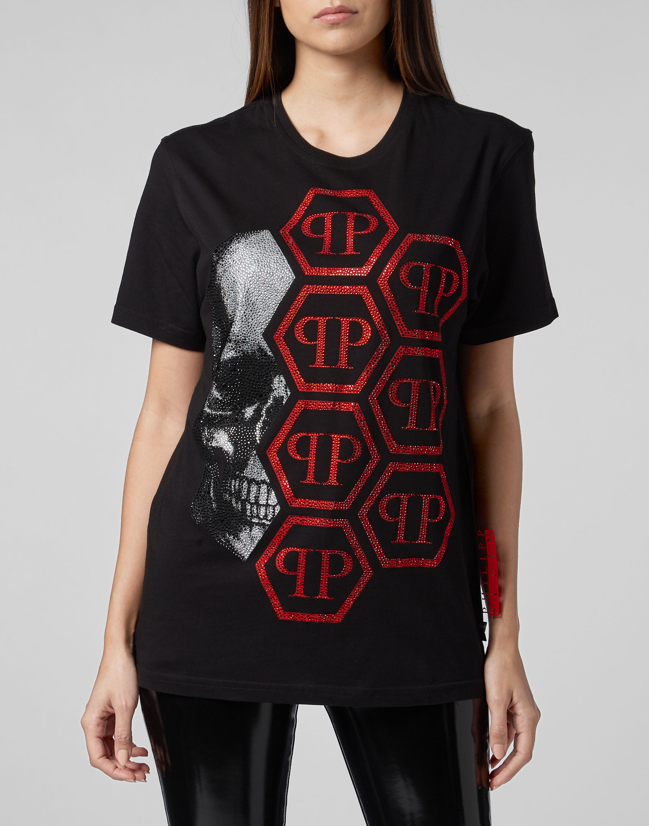 T-shirt Black Cut Round Neck Skull