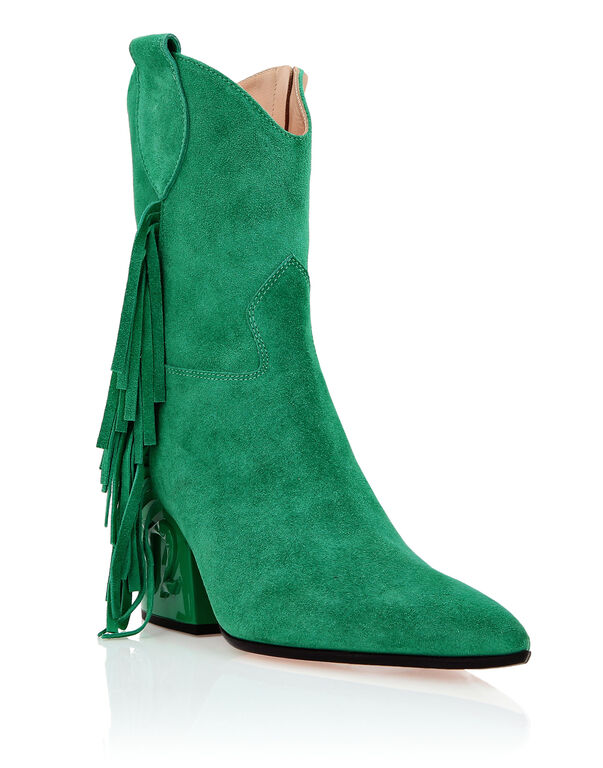 Suede Boots Mid Heels Cowboy Suede Boots Mid Heels Cowboy