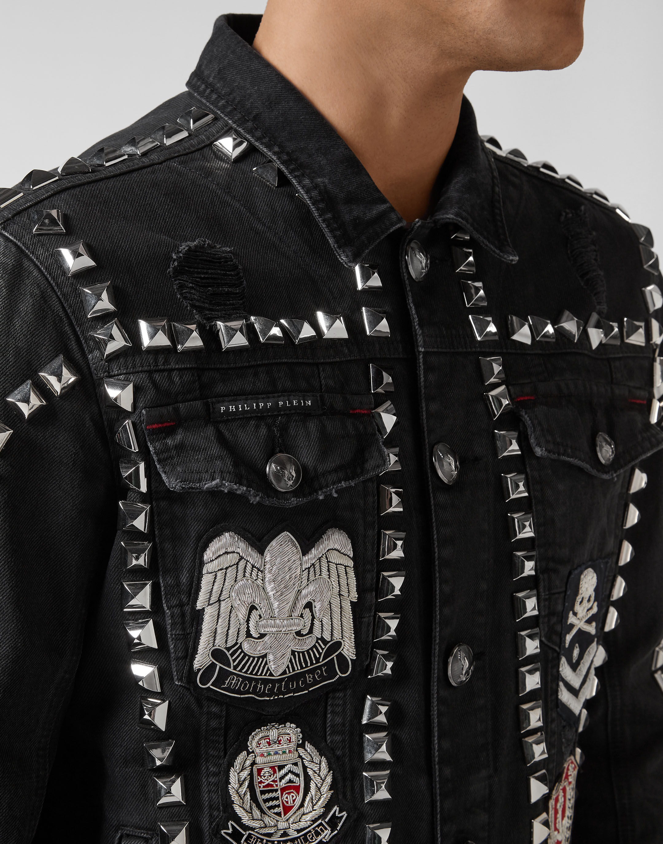 Denim best sale jacket studs