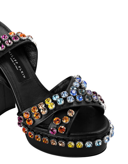 Sandals High Heels Multicolor with Crystals