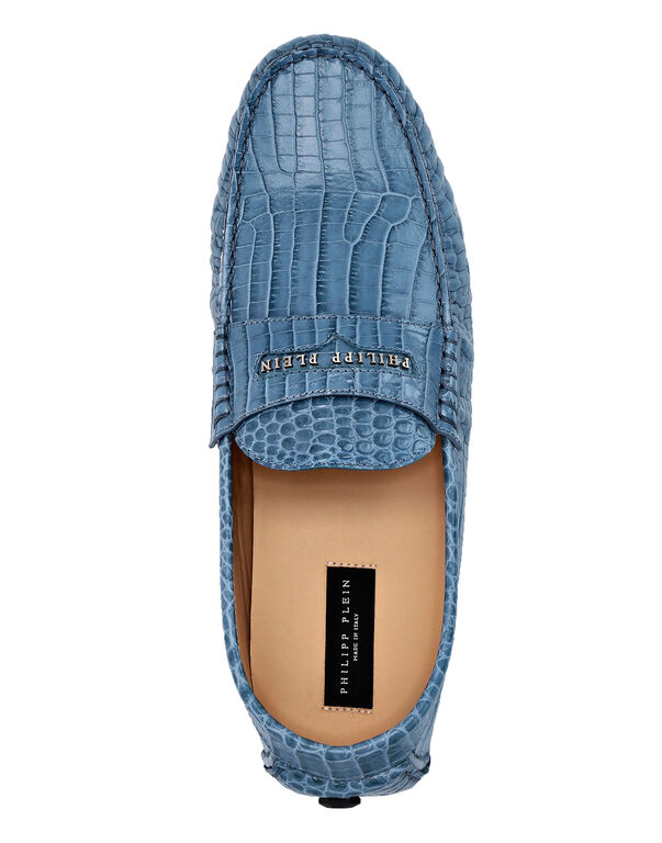 Tod's - Light blue denim moccasins with metallic bit for women