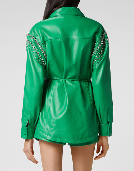 Oversize Leather Shirt Crystal