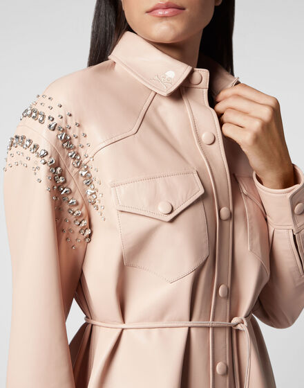Oversize Leather Shirt Crystal