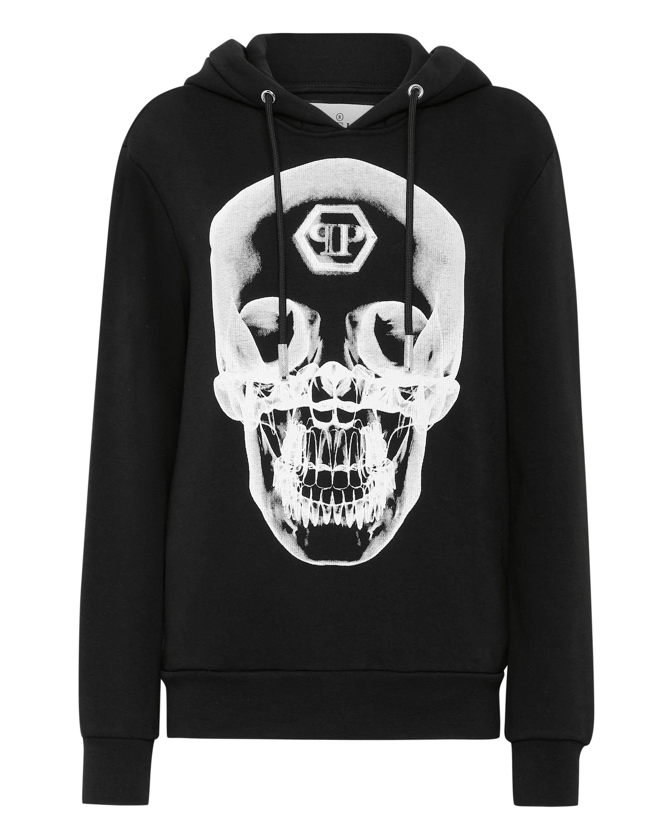 Black and new arrivals white skull hoodie