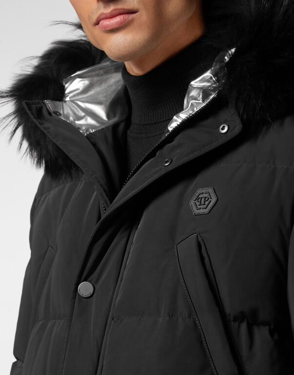 Nylon Parka with Real Fur Skull&Bones