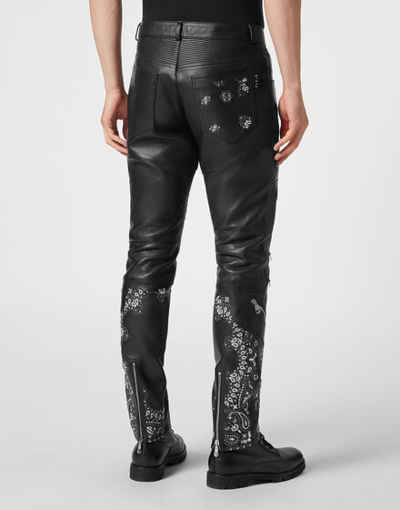 Leather Biker Trousers Paisley