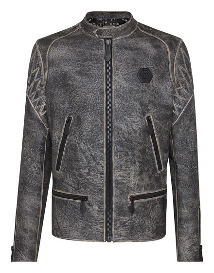 Leather Moto Jacket Skull