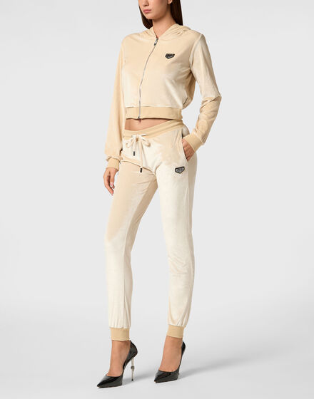 Chenille Jogging Trousers Strass Skull