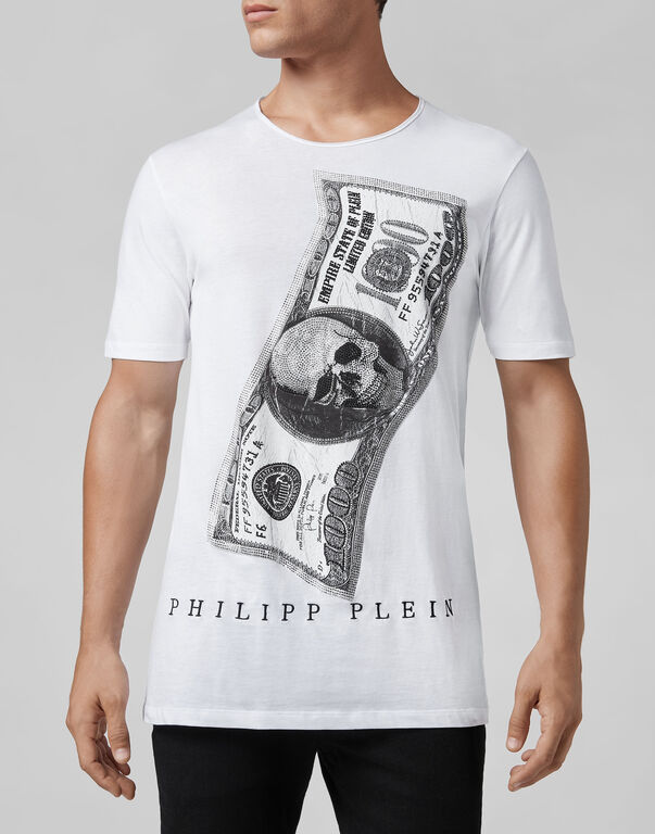 T-shirt Black Cut Round Neck Dollar