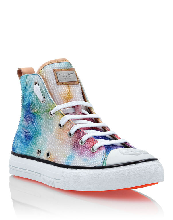 Satin Hi-Top Sneakers Tie dye