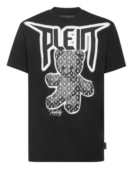 T-shirt Round Neck SS Spray Effect Print Teddy Bear