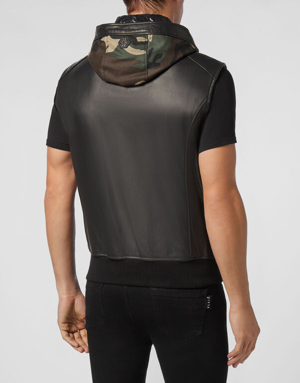 Leather Vest Short Camouflage