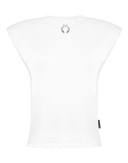 Tank Top Round Neck Piercing With Padded Shoulder