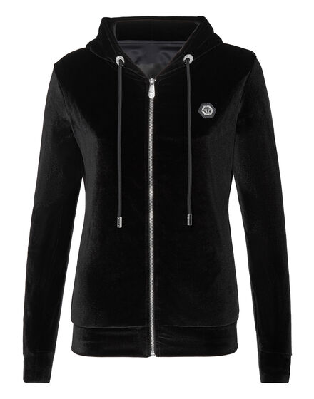 Hoodie Sweatjacket Look at me Skull strass