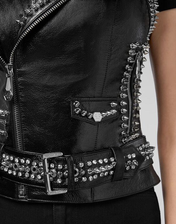 Leather Vest Short Studs