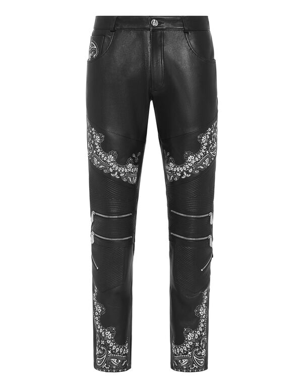 Leather Biker Trousers Paisley