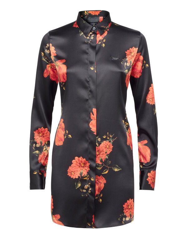 Shirt "Black And Roses" - Slim Fit