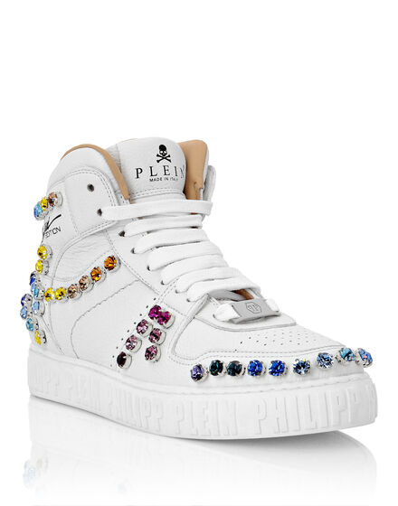 Leather Hi-Top Sneakers Crystal