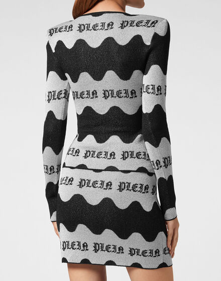 Jacquard Lurex Padded Shoulder Top Waves Jacquard Lurex Padded Shoulder Top Waves