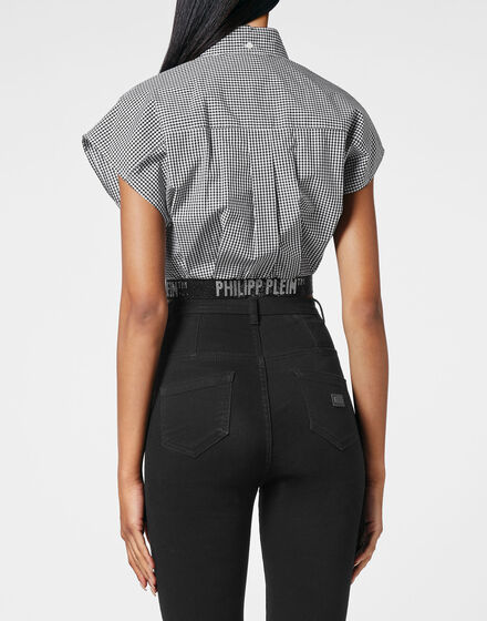 Crop Sleeveless Shirt with Crystals