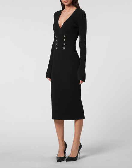 Knit Midi Dress Skull