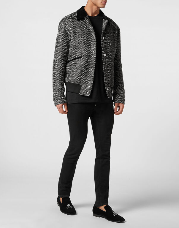 Chevron Collared Bomber Gothic Plein Chevron Collared Bomber Gothic Plein