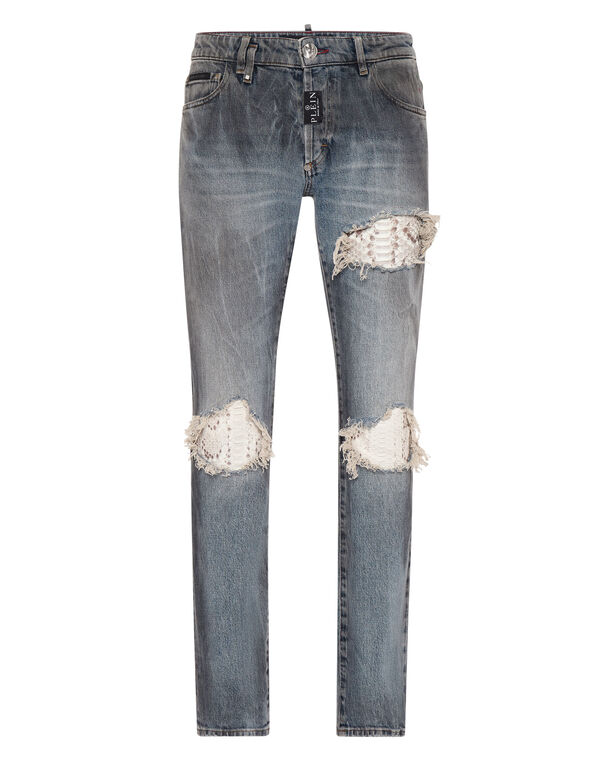 Super Straight Cut Trousers With Python Inserts