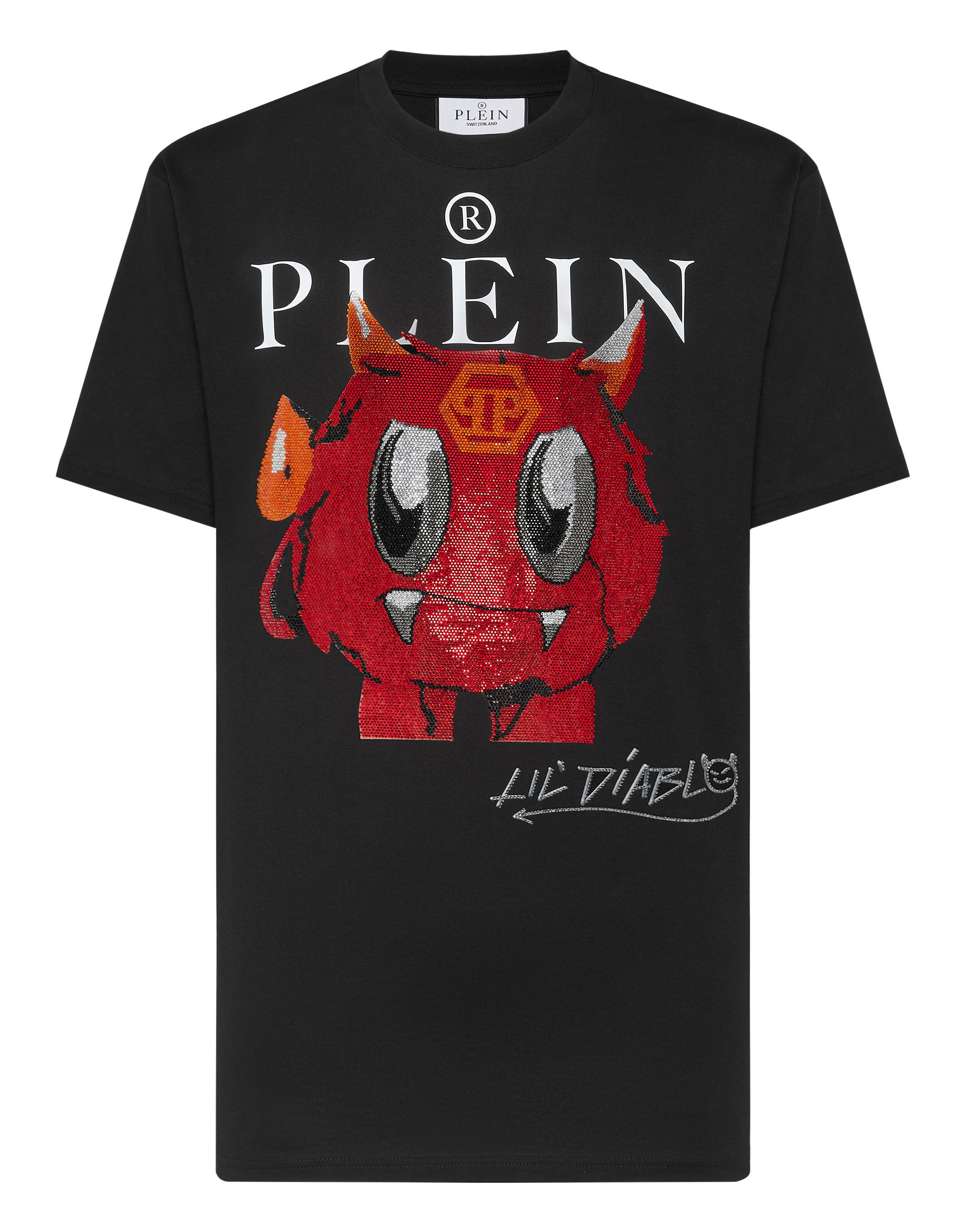 Plein Sud ブラック　Tシャツ✨ SKULL & BONES T-shirt in black brand PHILIPP PLEIN
