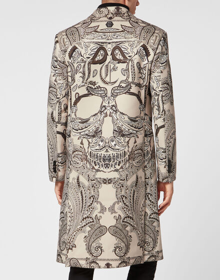 Wool Long Coat Paisley Foulard Wool Long Coat Paisley Foulard